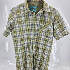 Kuhl Men’s Short Sleeve Casual Shirt Lightweight Plaid Pocket Size Small Green